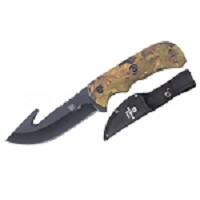 8.5 Inch Jungle Camo Pattern Handle Gut Hook Blade Knife