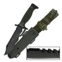 12 Inch Survival Bowie Fixed Blade Knife Reverse Double Serration