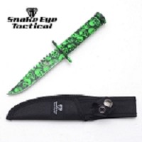 Fantasy Green Acid Skull Sawback Survival Knife