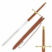 52 Inch William Wallace Sword with Leather Sheath Brass Guard