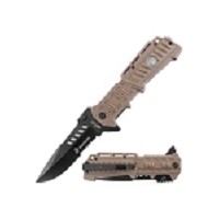 USMC Spring-Assisted Knife - Drop point Blade W/ Nylon Fiber