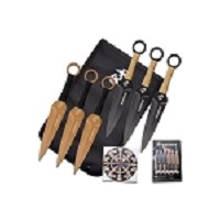 USMC 6 Piece Throwing Knife Set - Black / Tan Finish