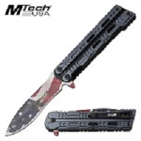 Mtech USA Flag Blade Assisted Opening Pocket Knife Blue Handle