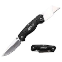 Manual Folding Knife with Black Aluminum Handle - Clip & Utility Cutter Blade