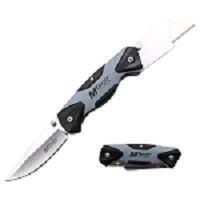 Manual Folding Knife with Grey Aluminum Handle - Clip & Utility Cutter Blade