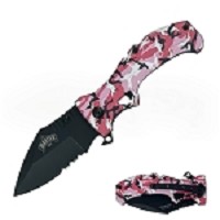 Spring Assisted Knife - Pink Camo Handle