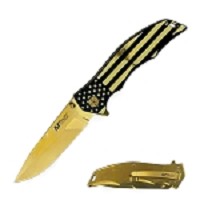 American Flag Spring Assisted Knife - Golden