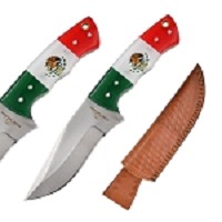 8 Inch Handmade Mexico Flag Fixed Blade Hunting Knife