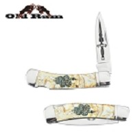Lock Back Manual Folding Knife Acrylic Handle Snake
