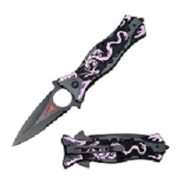Window Breaker Fantasy 8 Inch Spring Assisted Knife - Purple Dragon