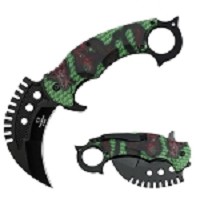 Dragon Tactical Karambit Style Spring Assisted Knife Green