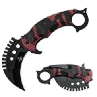 Dragon Tactical Karambit Style Spring Assisted Knife Red