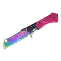 Tactical Cleaver Spring Assisted Knife - Rainbow and Pink