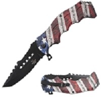 US Flag - Heavy Duty Spring-Assist Knife - Tanto Blade