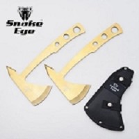 9.5 Inch 2-Piece Gold Finish Throwing Axe Set