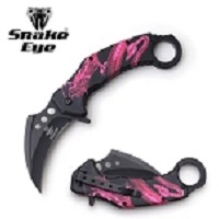 Pink Dragon Handle Karambit Spring Assist Knife