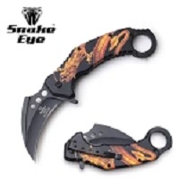Yellow Dragon Handle Karambit Spring Assist Knife