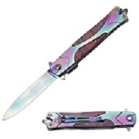 Stiletto Spring Assist Knife Titanium Spear Point Blade