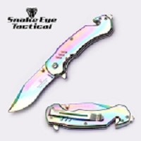 7.75 Inch Rainbow Finish Tactical Spring Assisted Knife