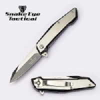 Two Tone Silver and Black Finish Spring Assisted Knife - 7.5 Inch