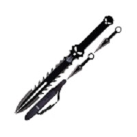 Fantasy Sword with Two Throwing Knives Set - Black