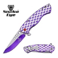 6.75 Inch Purple Hearts Spring Assisted Folding Pocket Knife