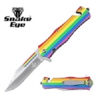 Rainbow Pride Flag Design Rescue Spring Assist Knife