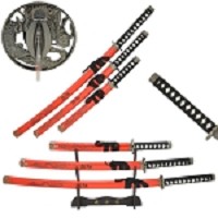 3-Piece Red Dragon Samurai Set - Strength and Wisdom