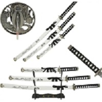 3-Piece White Dragon Samurai Set - Strength and Wisdom