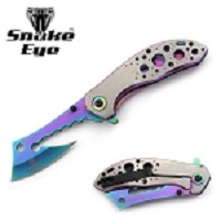 8 Inch Rainbow Axe Style Cleaver Blade Spring Assist Knife