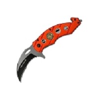 Karambit Style Tactical Knife - Red Fire Fighter Handle