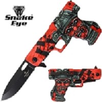 Gun Handle Spring-Assisted Knife - Samurai Demon