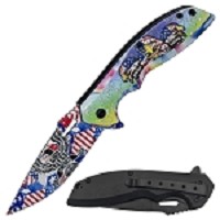 Gold Bless America Spring Assisted Folding Pocket Knife