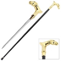Golden Horse Head Walking Cane Sword 37