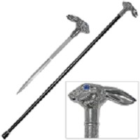 37 Inch Rabbit Handle Walking Cane with Hidden Blade Sword