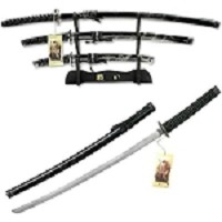 3 Piece Samurai Sword Set - Black