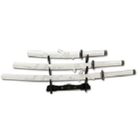 3 Pcs White Dragon Samurai Sword Set with Stand