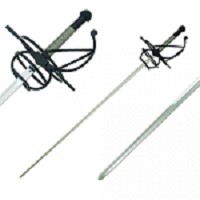 46.5 Inch Fencing Rapier Spiral Swept Hilt Sword - Black