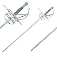 46.5 Inch Fencing Rapier Spiral Swept Hilt-Sword Silver