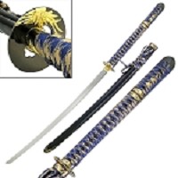 Classic Blue Samurai Katana with Hidden Tanto Dagger