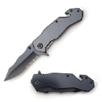 8 Inch Black Tactical Rescue Folding Spring Assist Knife