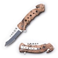 8 Inch Rescue Folder Spring Assist Knife Brown Camo