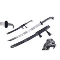 37.75 Inch Silver Dragon Head Chinese Handmade Sword with Scabbard