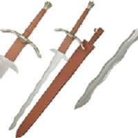 41 Inch Viking Buster Sword Kriss Blade With Leather Sheath