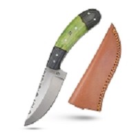 7.5 Inch Handmade Full Tang Fixed Blade Knife with Green Bone Wood Handle