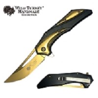 Wild Turkey Handmade - Spring-Assisted Knife - Golden