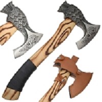 Medieval Warrior - Viking Tomahawk - Leather Wrapped Ash Wood Handle