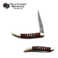 Toothpick Damascus Etching Blade Pakkawood Handle Handmade Knife